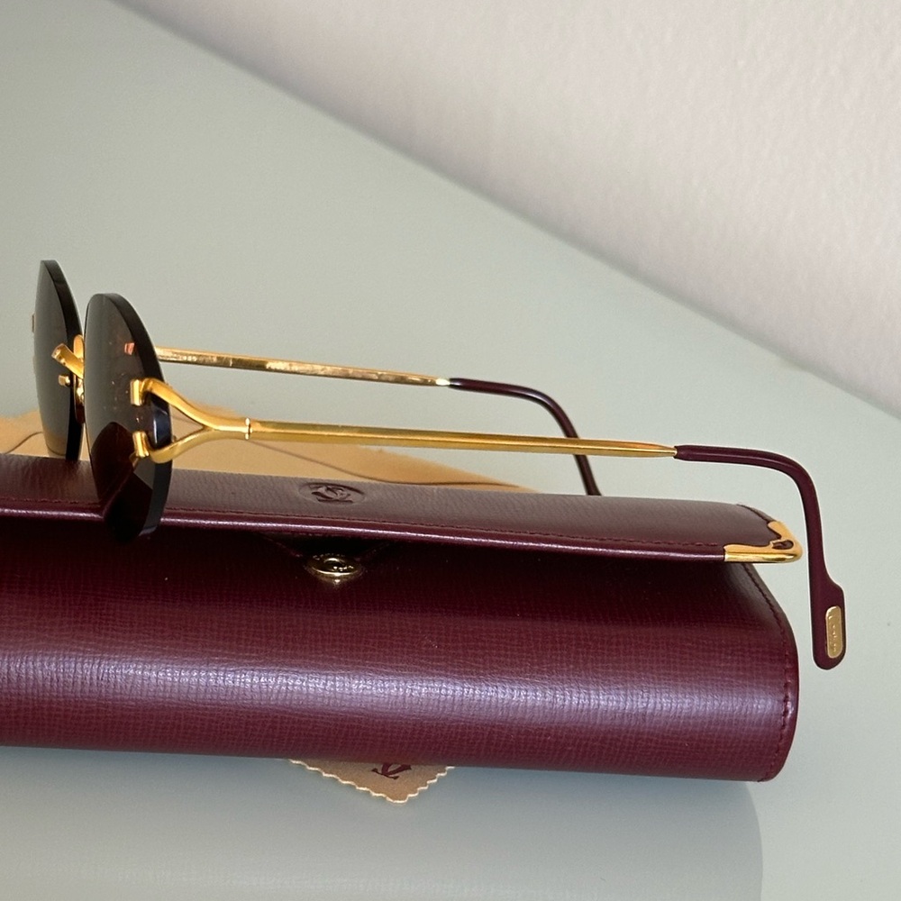 Vintage Cartier Oval Sunglasses 18k gold plated. - Picture 5 of 16